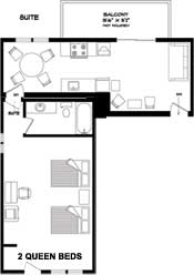 Floorplan for the one bedroom unit at the New Horizon Motel at Christina Lake, B.C. 